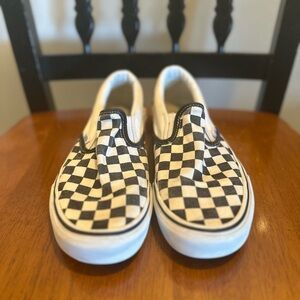 Vans Checkered Slip-On Shoes - Black and White
